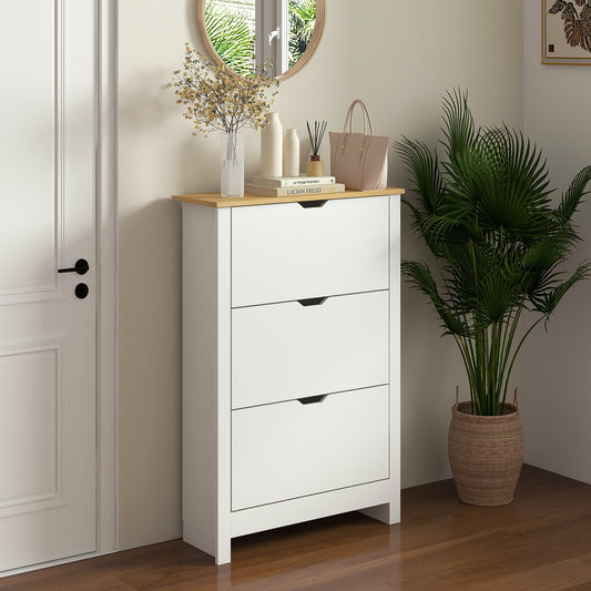 Shoe Storage Cabinet with 3 Flip Drawers and Adjustable Shelves for 18 Pairs of Shoes, White Shoe Storage Cabinets & Racks   at Gallery Canada