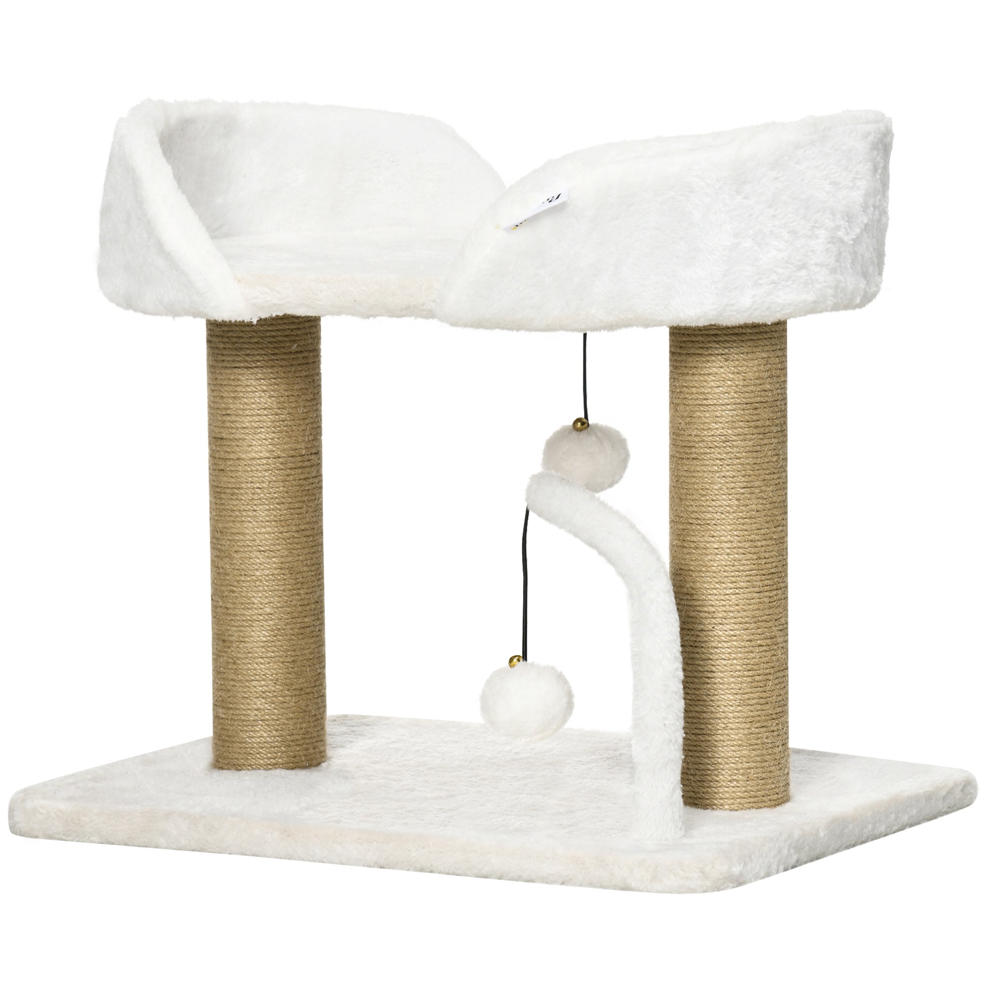 Cat Tower Condo for Indoor Cats, Small Cat Tree with Jute Scratching Posts, Top Perch, Dangling Balls, White Cat Trees at Gallery Canada