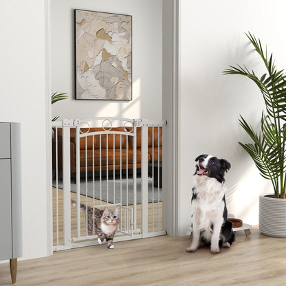 38" Extra Tall Dog Gate w/ Cat Door, 2 Extension Kits, for Doorways, Hallways, Stairways, 30"-41" Width Houses, Kennels & Pens White at Gallery Canada