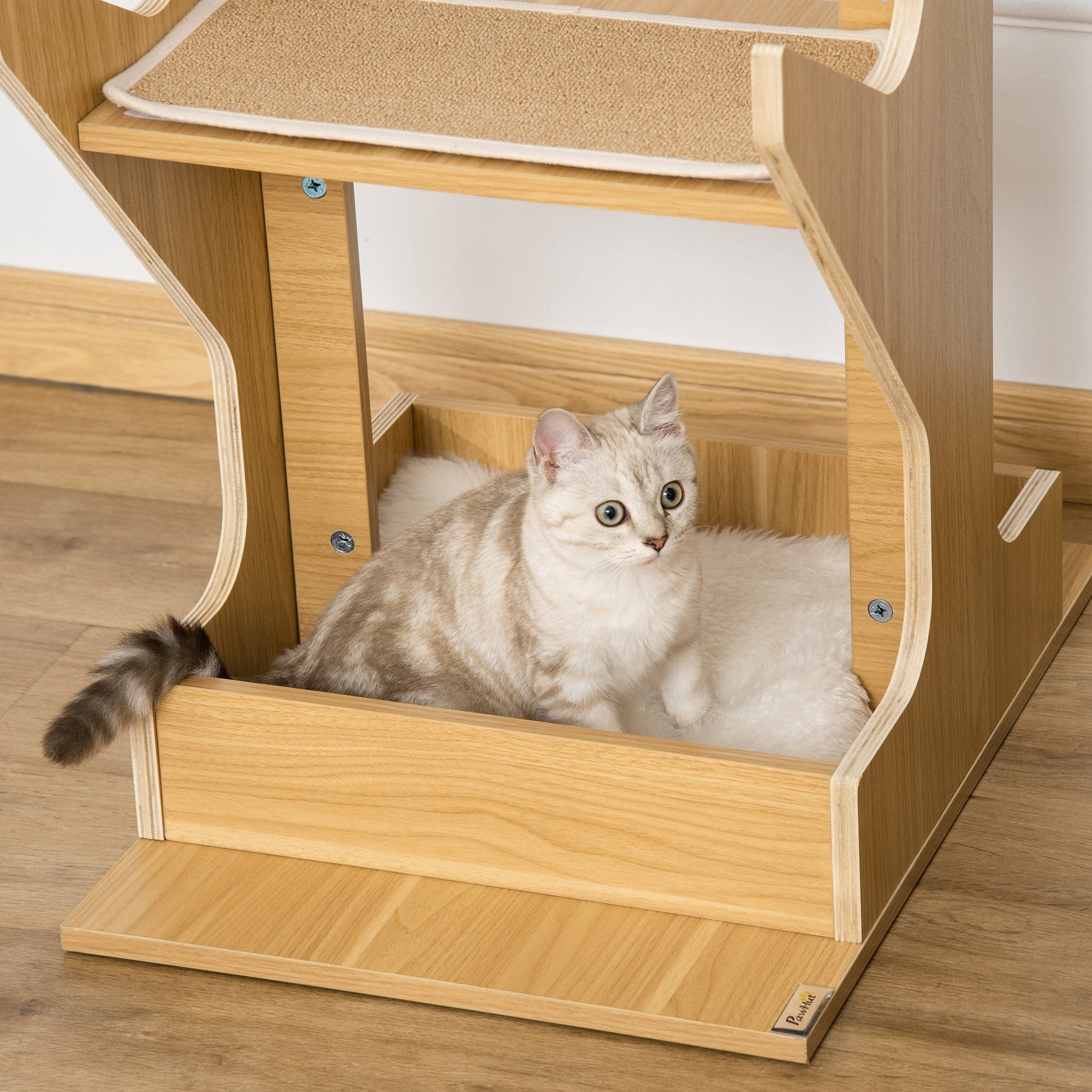 4-level Platform Cat Tree with Resting House, Activity Center for kittens, Cat Tower Furniture with Cushion, Oak Cat Towers   at Gallery Canada