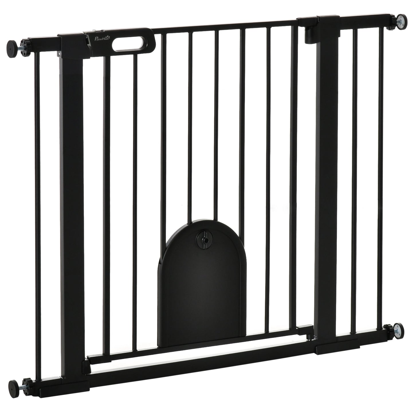 Extra Wide Pet Gate with Cat Door, Auto Close, Double Locking, Black Houses, Kennels & Pens Black  at Gallery Canada