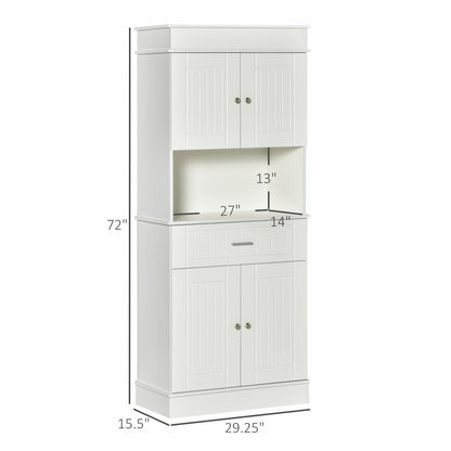 Freestanding 72" Kitchen Pantry Cabinet with Hutch, Adjustable Shelf, White Kitchen Pantry Cabinets   at Gallery Canada