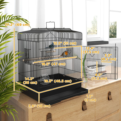 23" Bird Cage, Finches Canaries, Parrot Cage with Doors Perches, 2 Feeder Pet Supplies, Black Bird Cages at Gallery Canada