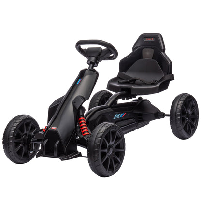 Pedal Go Kart with Adjustable Seat, Forward, Backward, Handbrake, Shock Absorption for 3-8 Years, Black Pedal Go Karts for Kids Black  at Gallery Canada