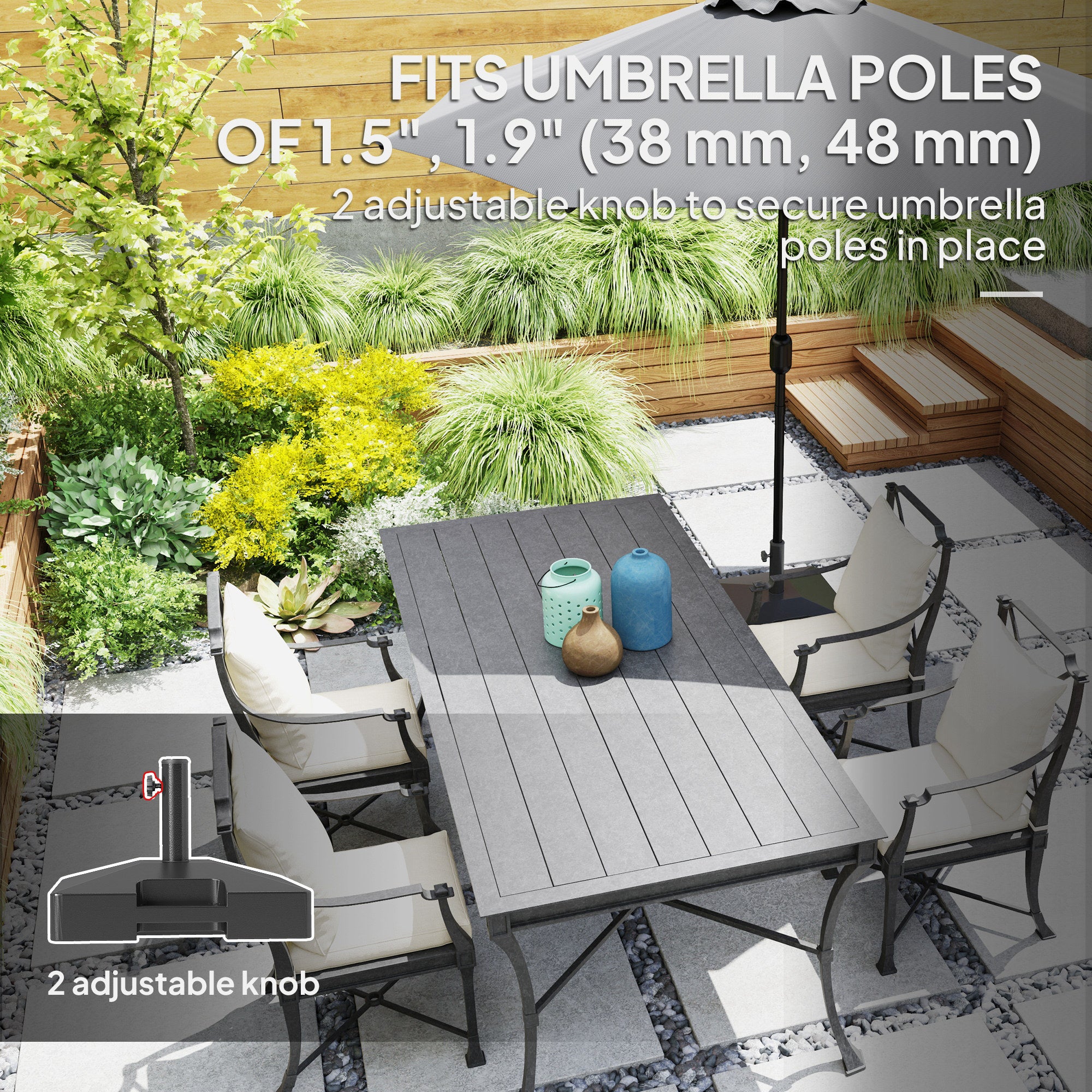 Patio Umbrella Base with Wheels Handle, Heavy Duty Outdoor Umbrella Stand Base, Filled Up to 73lbs with Stand or 57lbs with Water for Garden, Poolside, Black Umbrella Bases at Gallery Canada