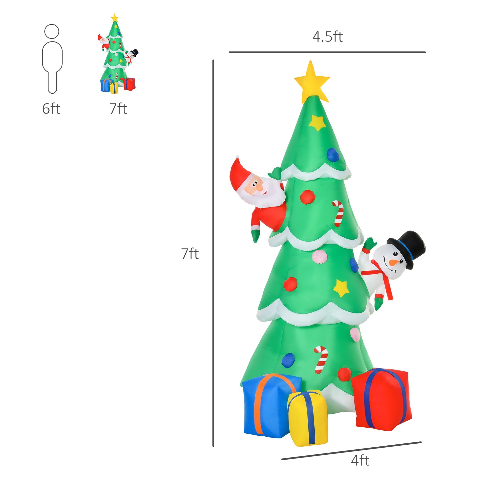 7 Feet Tall Christmas Inflatable Tree, LED Lighted with Santa Claus, Snowman and Gift Box for Home Indoor Outdoor Garden Lawn Decoration Party Prop Christmas Inflatables   at Gallery Canada