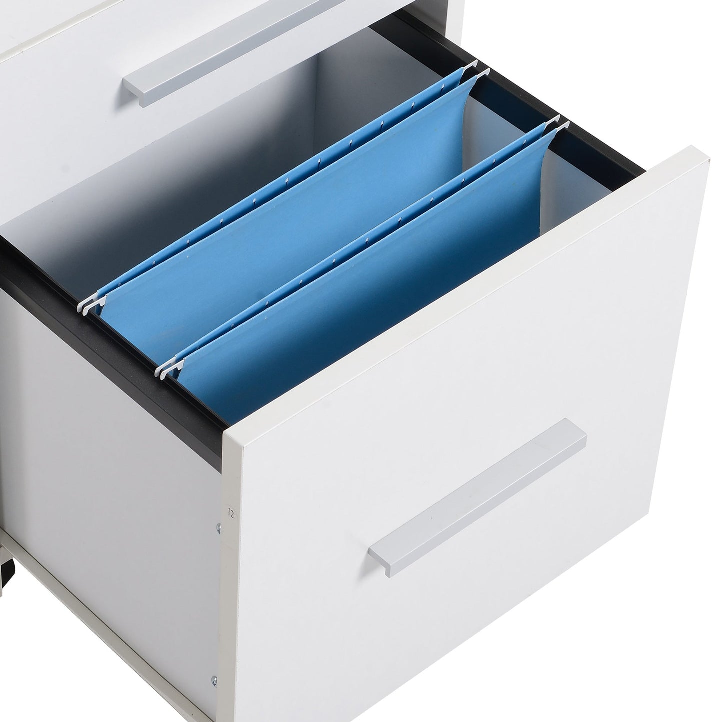 Vertical Filing Cabinet 3-Drawer, Mobile File Cabinet with Lock and Wheels for A4 Letter Size, White Office Cabinets & Cupboards   at Gallery Canada