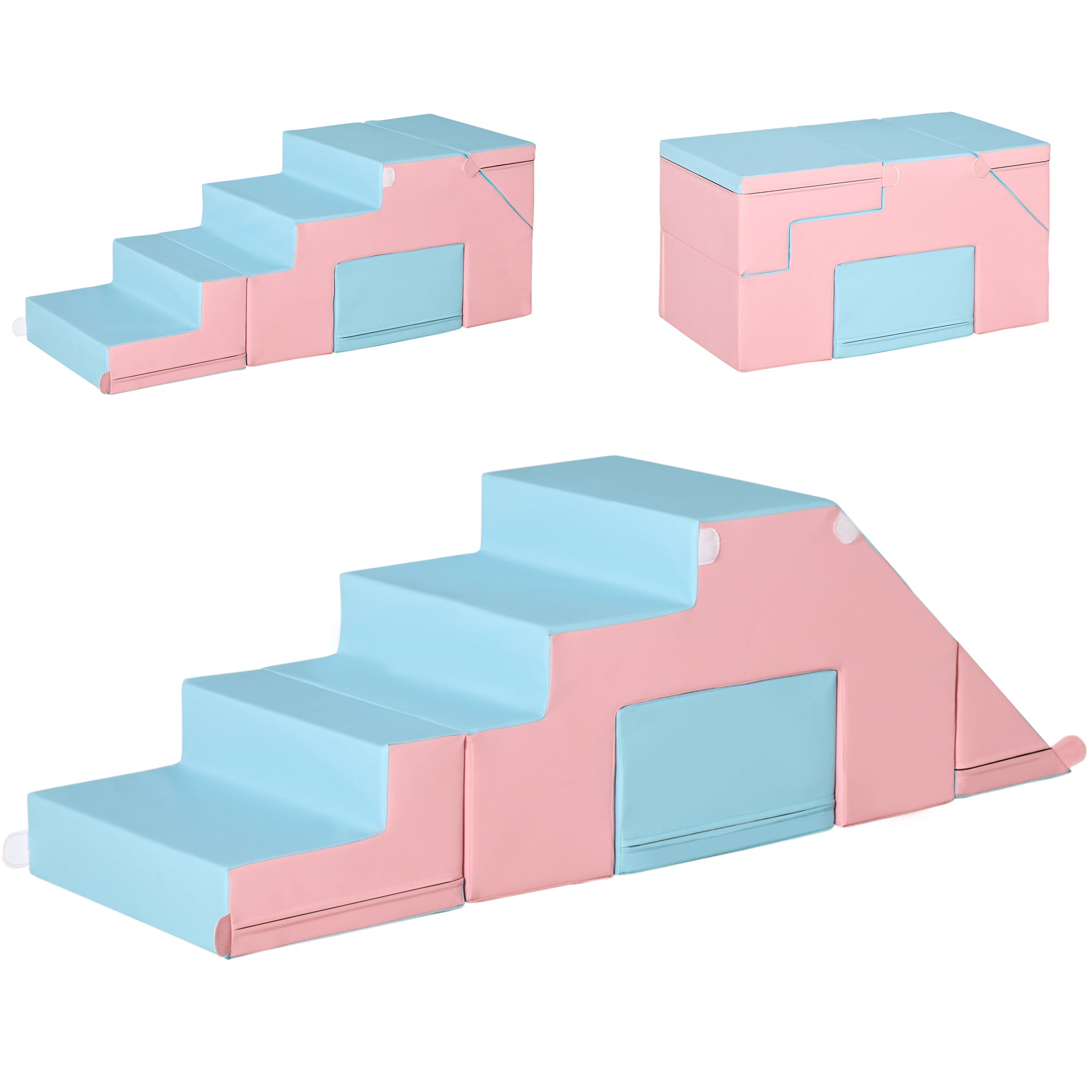 Kids Crawl and Climb Foam Play Set Toddler Nugget 2-Piece Interactive Set for Climbing, Crawling, Sliding Play Zone for Baby Preschooler 1-3 Years, Light Blue Baby Gym & Playmats Pink, Light Blue at Gallery Canada