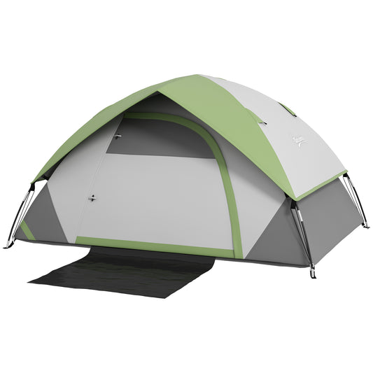 3000mm Waterproof Camping Tent for 4-5 Man, with Sewn-in Groundsheet and Carry Bag, Grey and Green - Gallery Canada