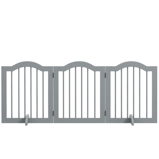 24" Freestanding Pet Gate For Dogs with 2 Support Feet, Light Grey Houses, Kennels & Pens   at Gallery Canada