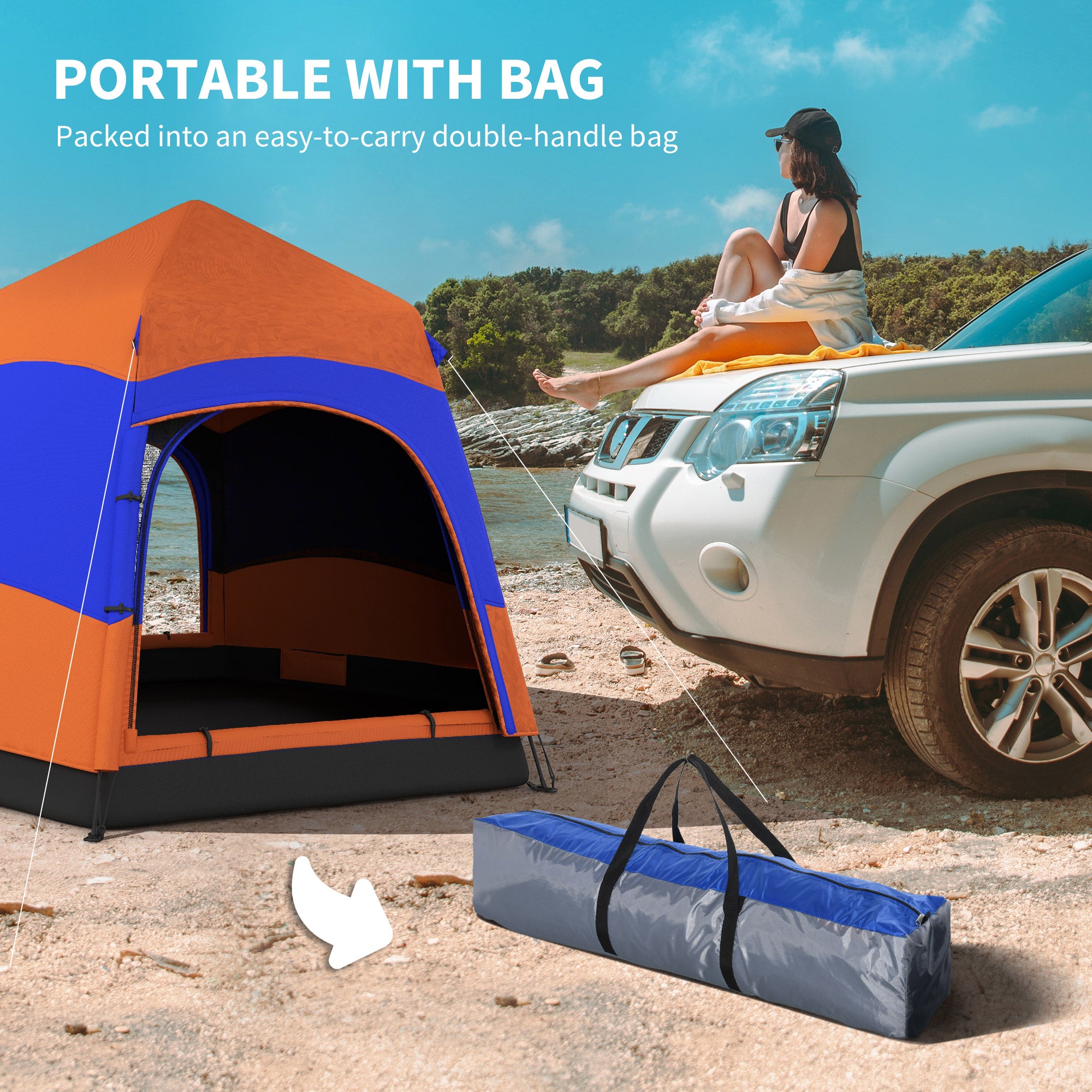 Hexagon Double Layer Easy Pop Up Camping Tent 4-6 Person Portable Folding Dome Shelter Hiking Travel Tent All Season Used Camping Tents at Gallery Canada