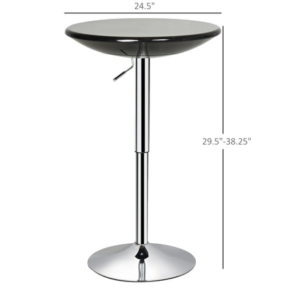 Round Cocktail Bar Table Metal Base Tall Bistro Pub Table Adjustable Counter Height Black Silver Bar Tables & Dining Tables Multi Colour  at Gallery Canada