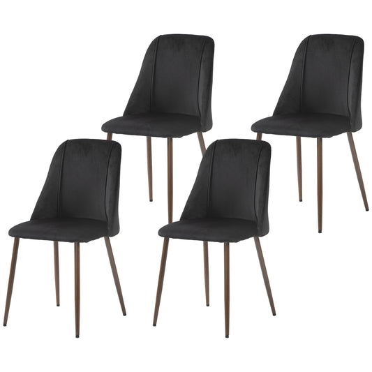 Upholstered Dining Chairs Set of 4, Velvet Accent Chair with Back and Wood-grain Steel Leg for Kitchen - Gallery Canada