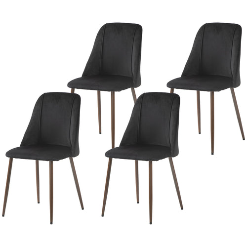 Upholstered Dining Chairs Set of 4, Velvet Accent Chair with Back and Wood-grain Steel Leg for Kitchen