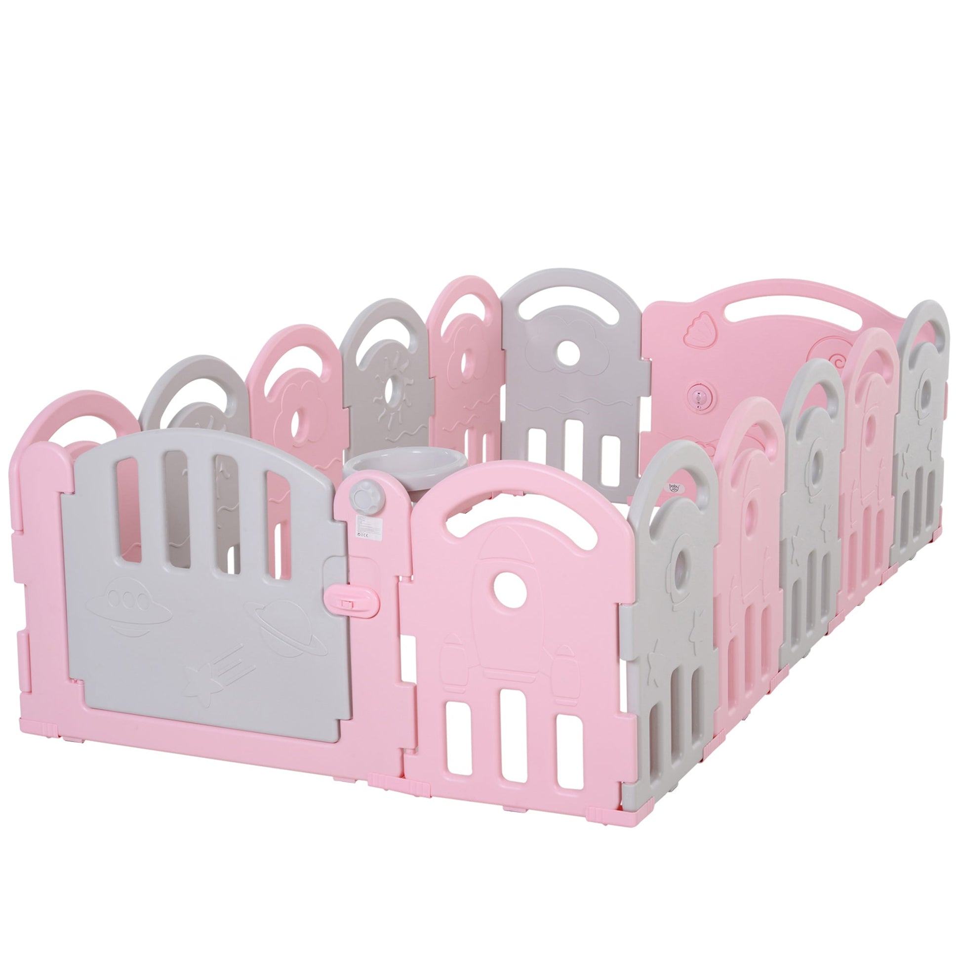 Baby Enclosure, 14 Panels Baby Playpen Baby Play Yard, Indoor &; Outdoor Kids Activity Center, Pink Baby Enclosures Pink and Grey  at Gallery Canada