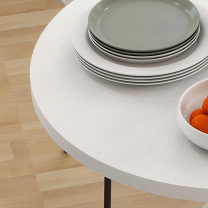 29" Dining Table, Contemporary Round Kitchen Table with Steel Legs, White Dining Tables   at Gallery Canada