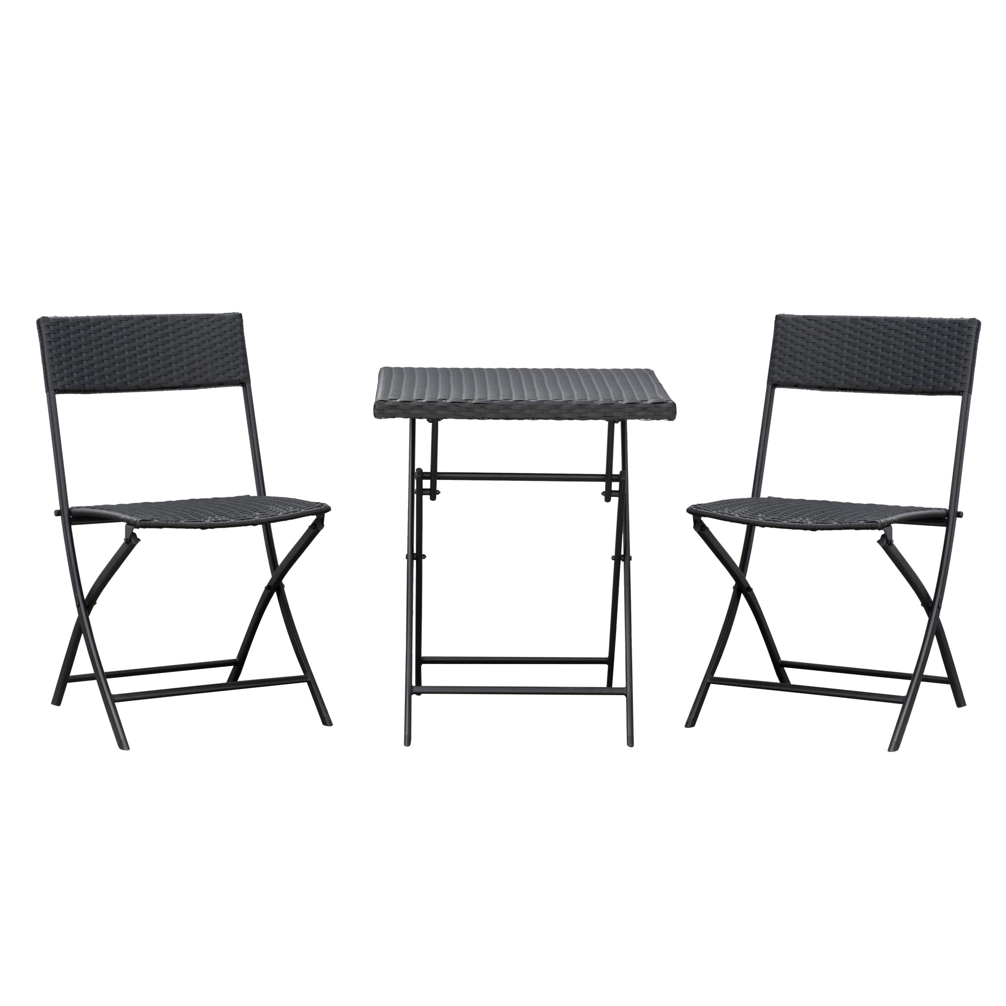 3-Piece Outdoor Folding Rattan Bistro Set, Mixed Brown Bistro Sets at Gallery Canada