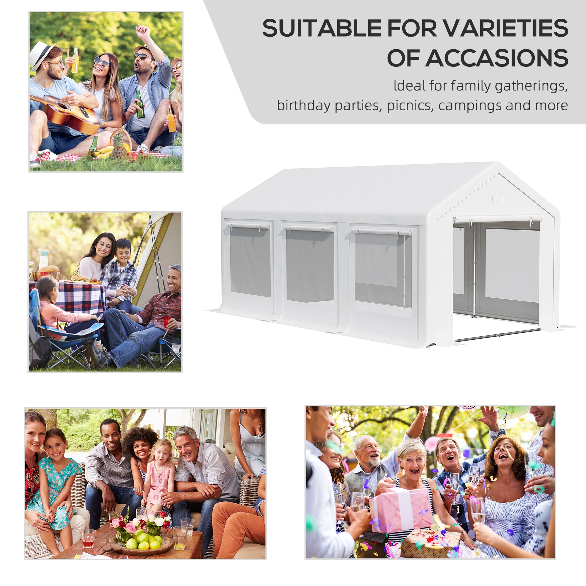 20' x 10' Party Tent Canopy, Gazebo Tent with 6 Removable Side Walls and Windows for Outdoor Event, White Canopy Tents at Gallery Canada