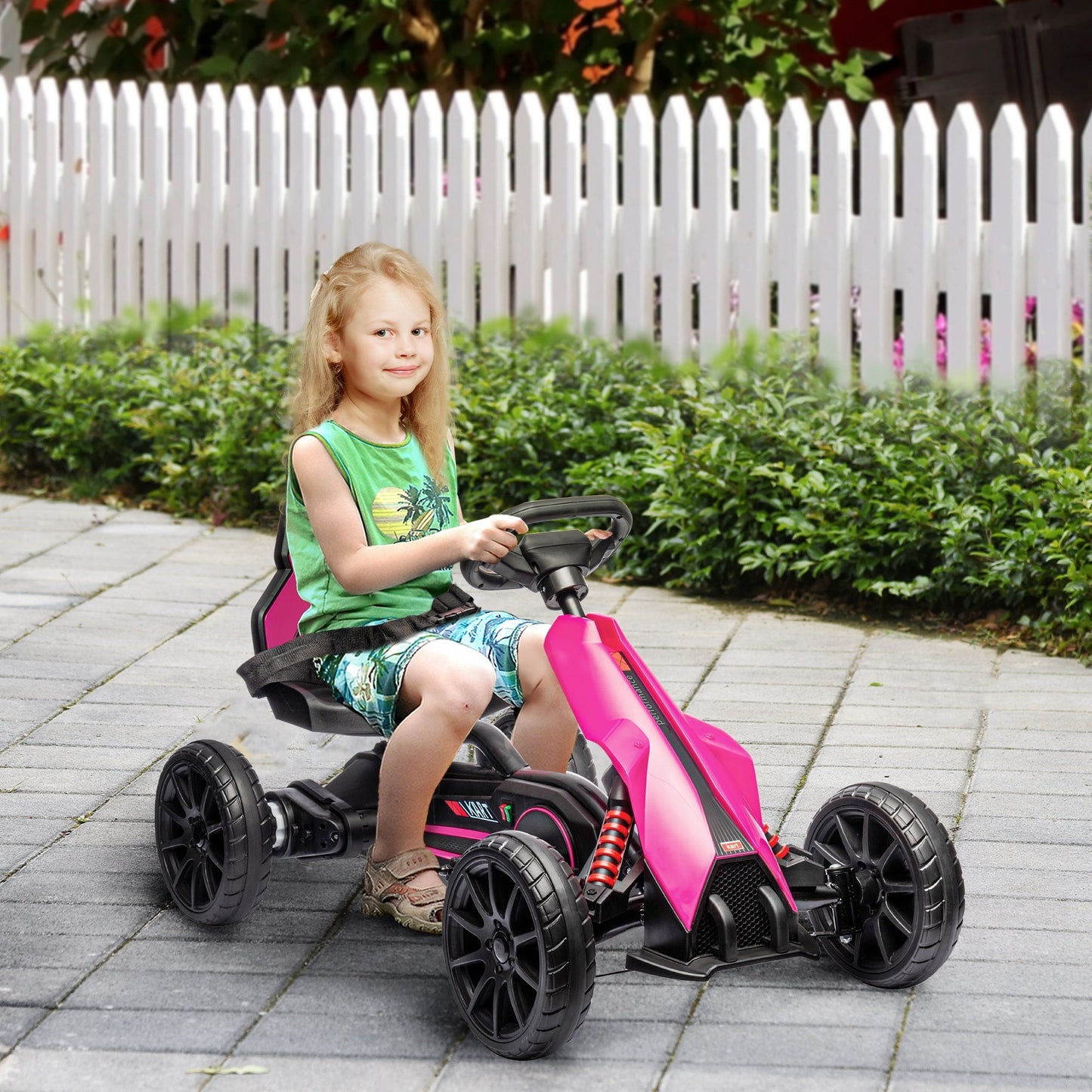 Electric Go Kart, 12V Outdoor Racer Car for Kids, with Forward Backward, Adjustable Speed, Ages 3-8 Years Old, Pink Electric Toy Cars   at Gallery Canada