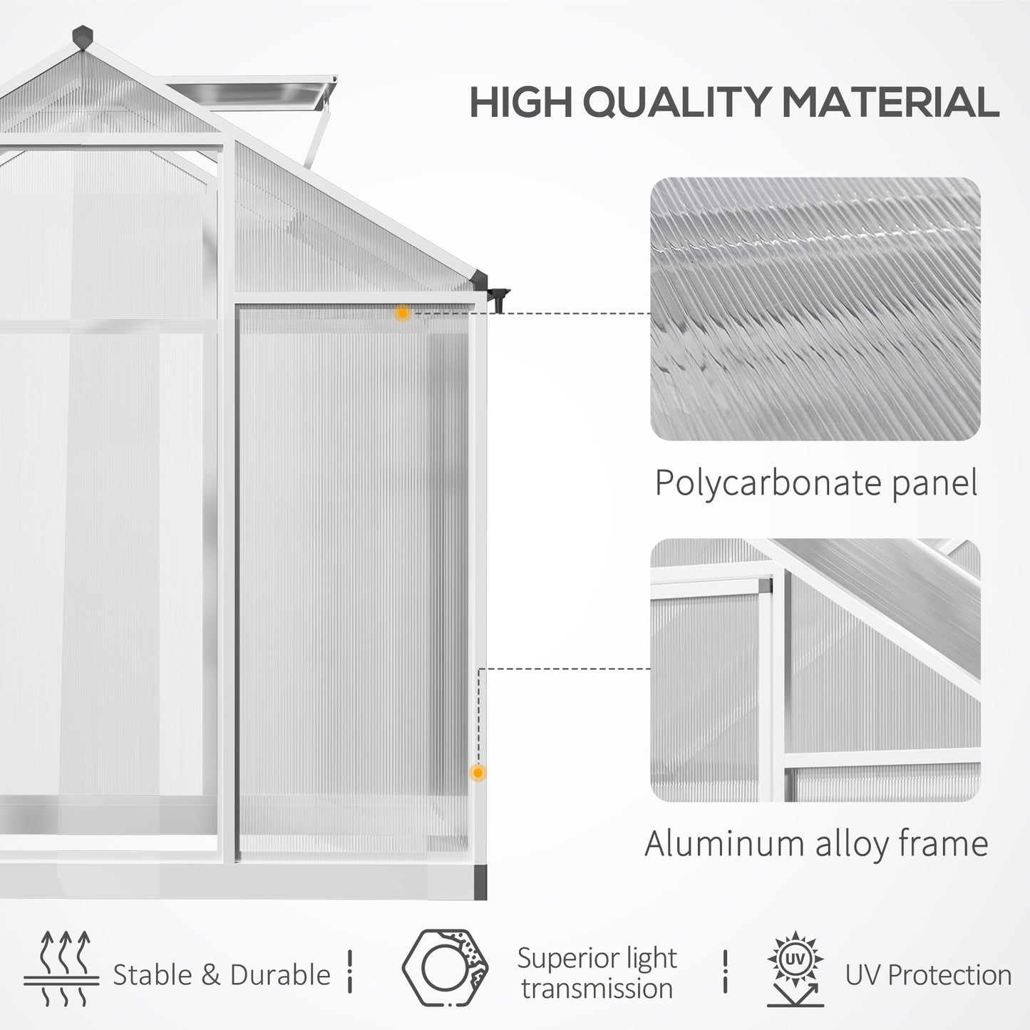 4' x 6.2' x 6.4' Walk-in Garden Greenhouse, Polycarbonate Panels Plants Flower Growth Shed, Cold Aluminum Frame Outdoor Portable Warm House Walk In Greenhouses   at Gallery Canada