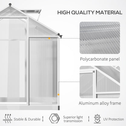 4' x 6.2' x 6.4' Walk-in Garden Greenhouse, Polycarbonate Panels Plants Flower Growth Shed, Cold Aluminum Frame Outdoor Portable Warm House Walk In Greenhouses   at Gallery Canada