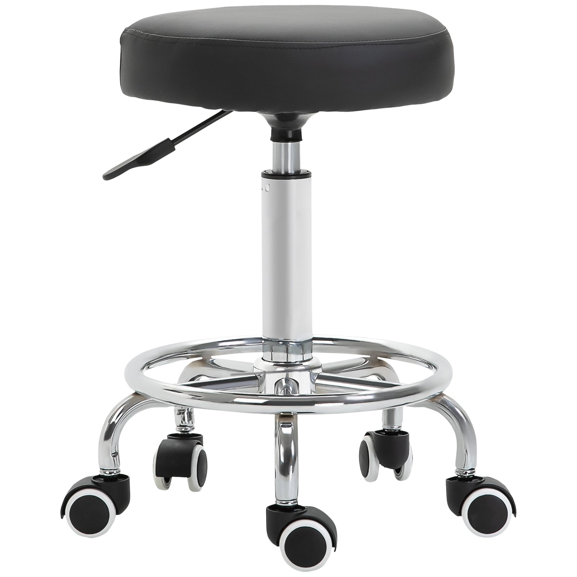 Adjustable Swivel Salon Stool Hydraulic PU Barber Rolling Massage Tattoo Chair Bar Beauty SPA Seat Black Salon Stools Black  at Gallery Canada