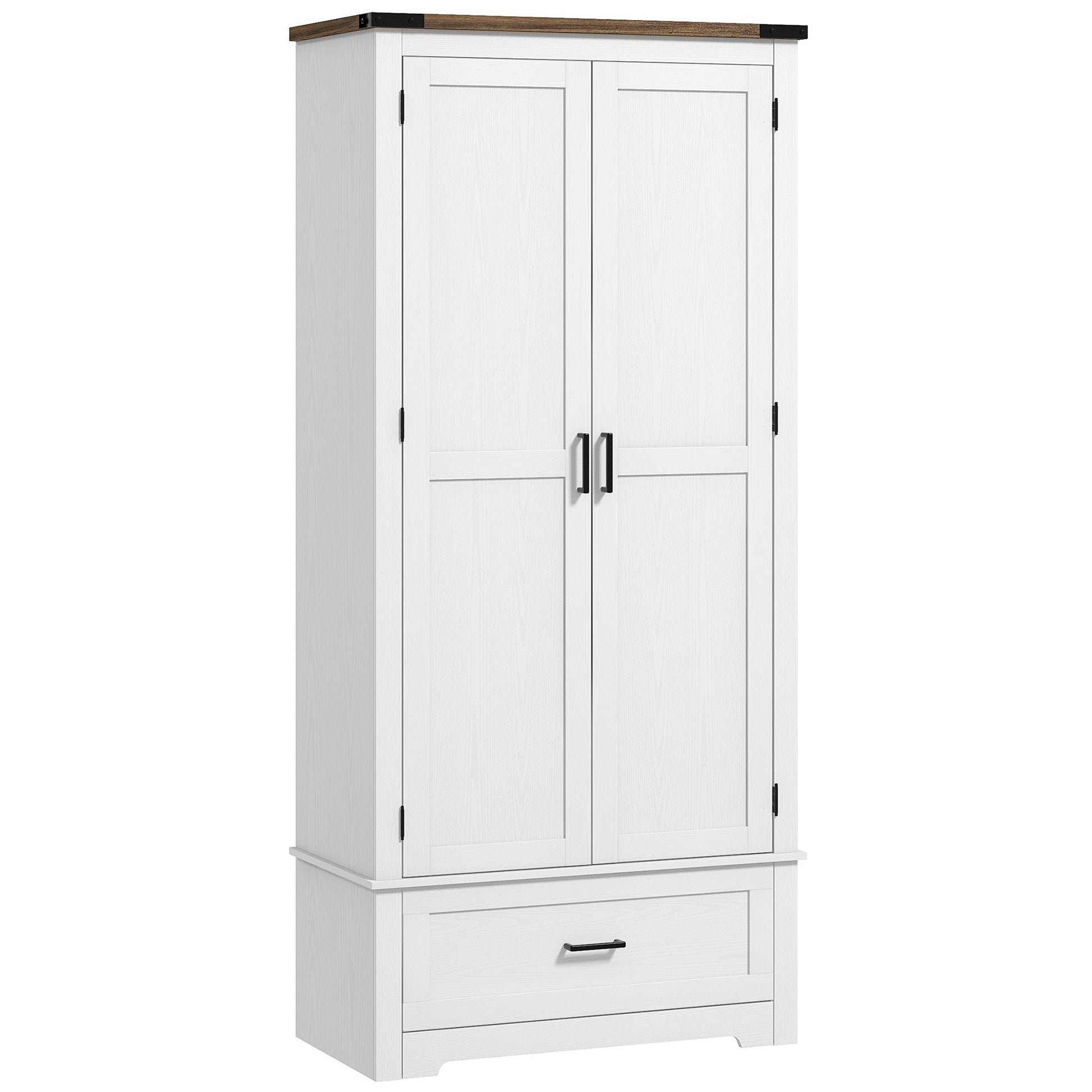 69" Tall Farmhouse Kitchen Pantry Cabinet with 2 Doors, Drawer and Adjustable Shelves for Dining Room, White Kitchen Pantry Cabinets   at Gallery Canada