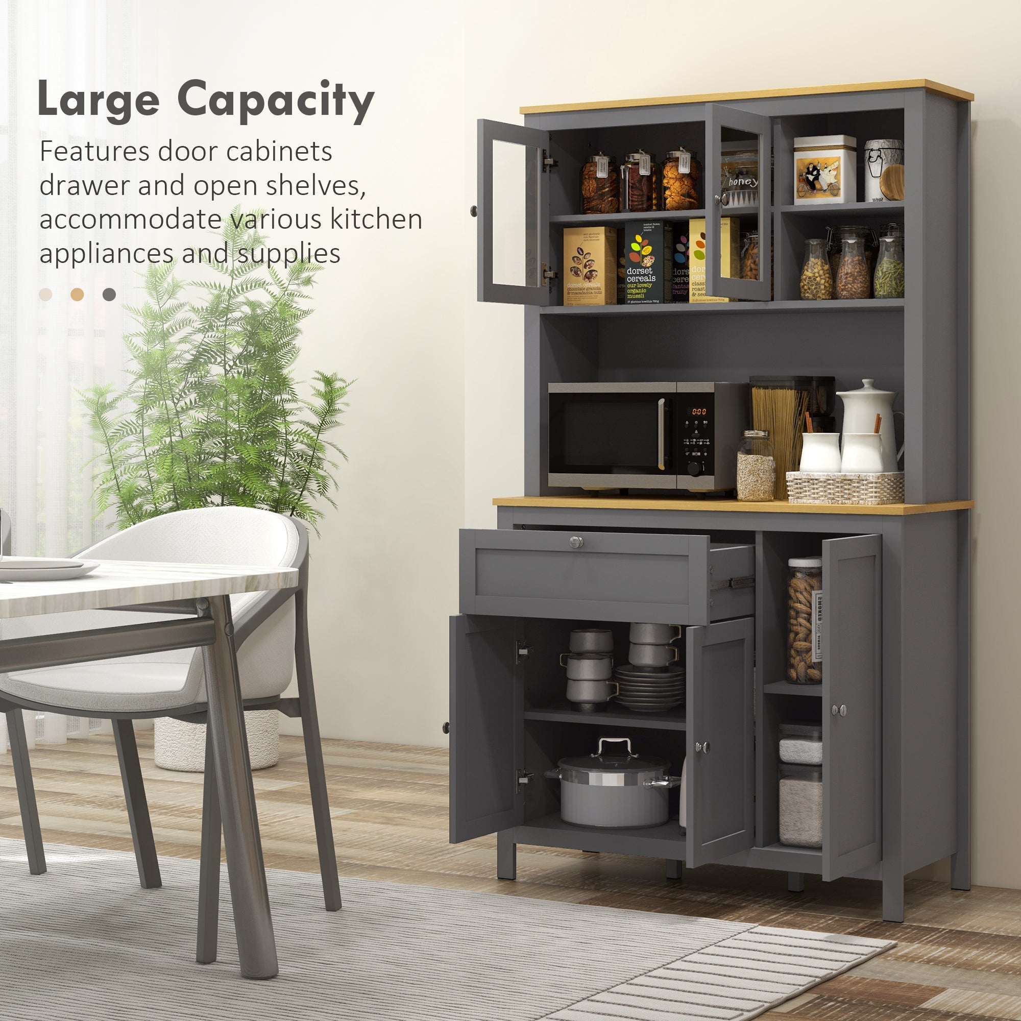 5-Door Kitchen Pantry Cabinet, Freestanding Storage Cabinet Cupboard with Adjustable Shelves, 71