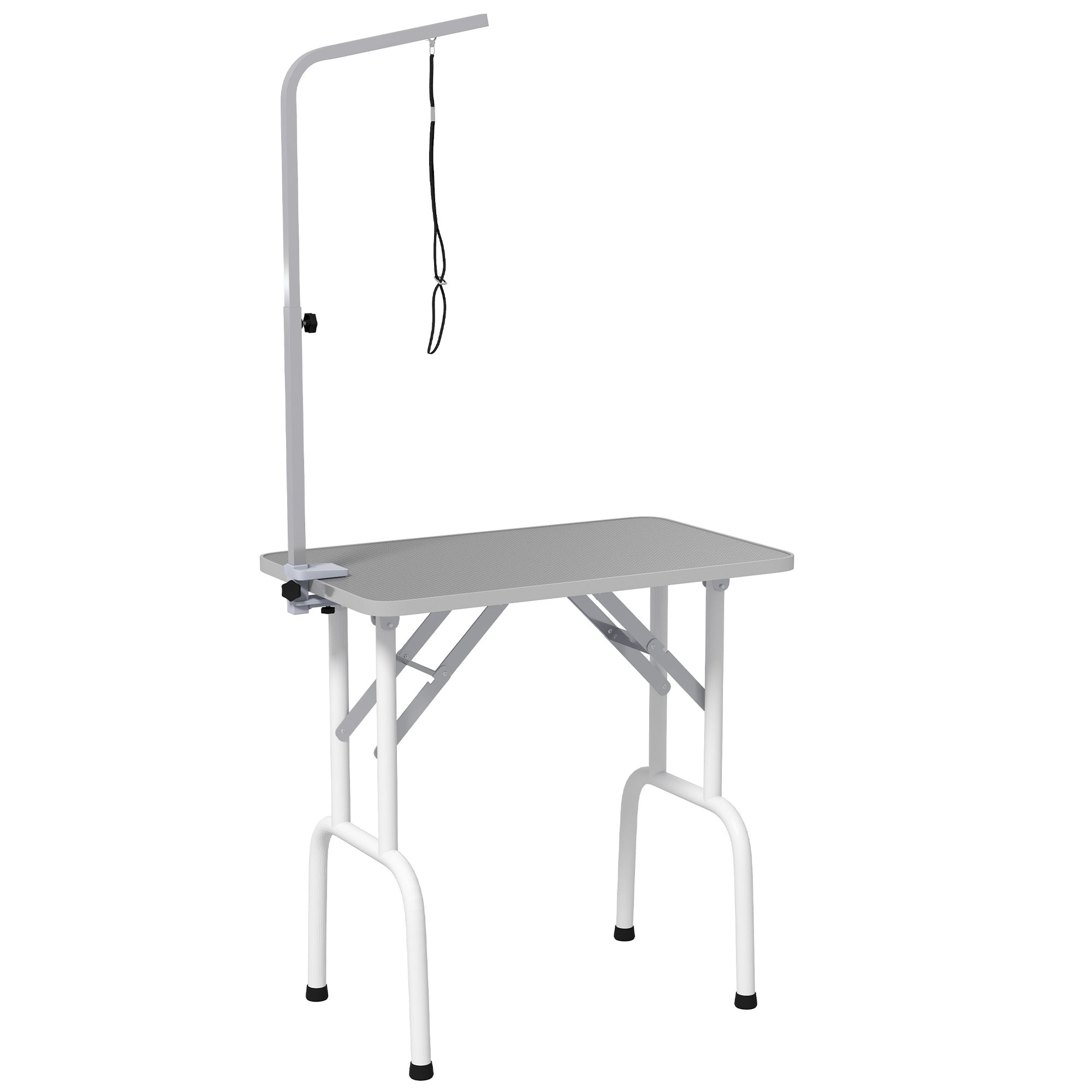 Foldable Pet Grooming Table for Dogs Cats with Adjustable Arm, Non-slip Surface, Grey Dog Grooming Tables   at Gallery Canada