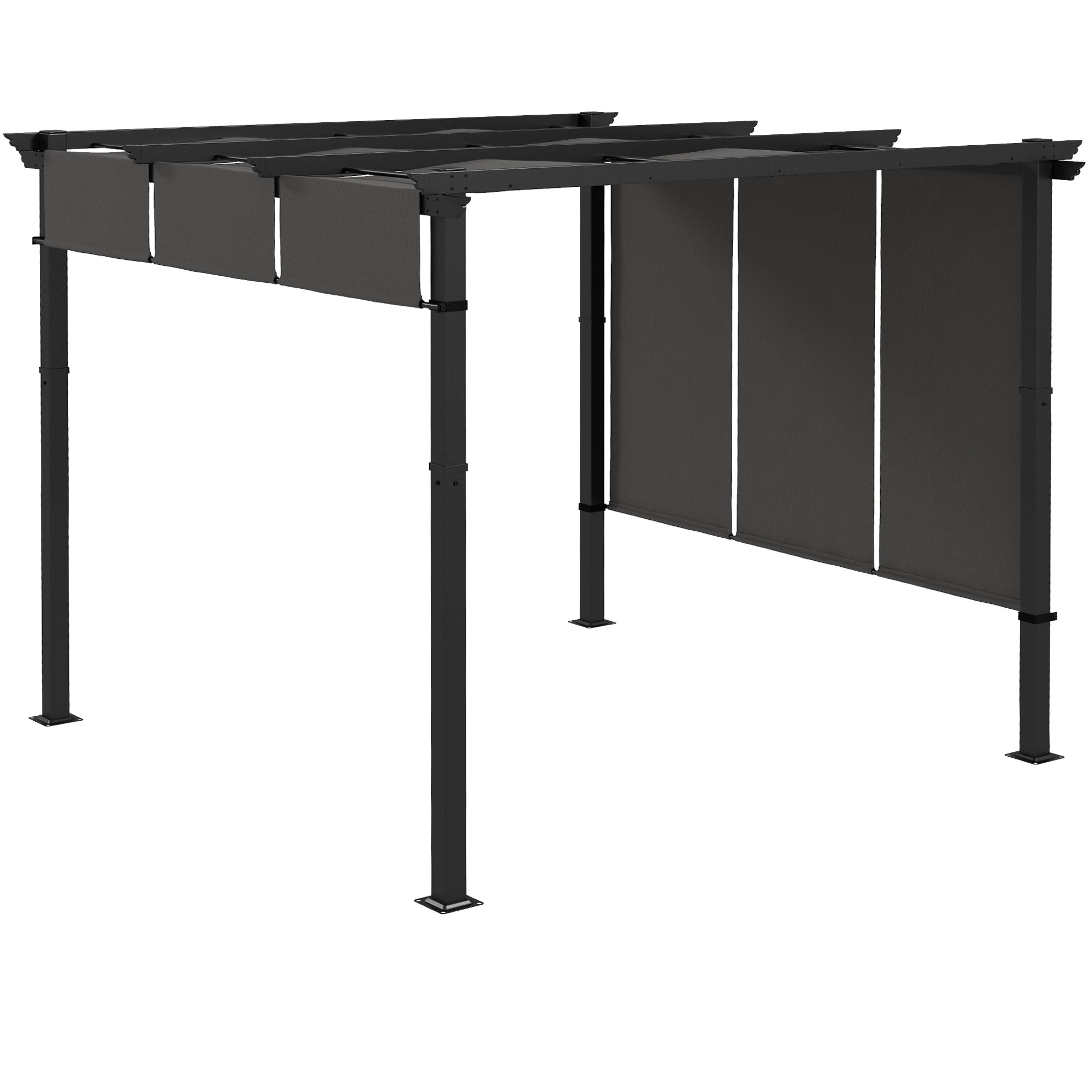 10' x 10' Metal Pergola, Outdoor Pergola with Retractable Canopy, for Garden, Patio, Backyard, Deck, Charcoal Grey Pergolas Charcaol Grey at Gallery Canada