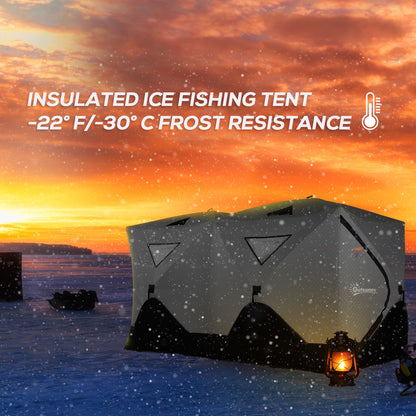 8-Person Insulated Ice Fishing Tent Shelter with Ventilation Windows and Carry Bag, for -22℉, Grey Ice Fishing Tents   at Gallery Canada