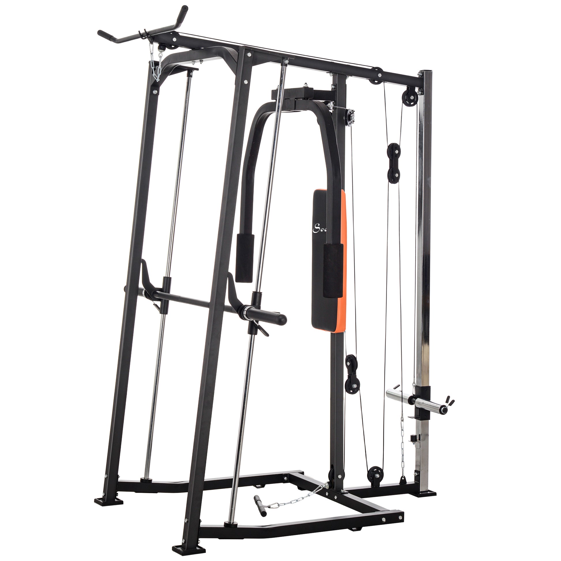 3 In 1 Smith Machine with Dual Cable Pulley System, Chest Press Station, 17-Level Squat Rack and Barbell Bar Power Towers   at Gallery Canada