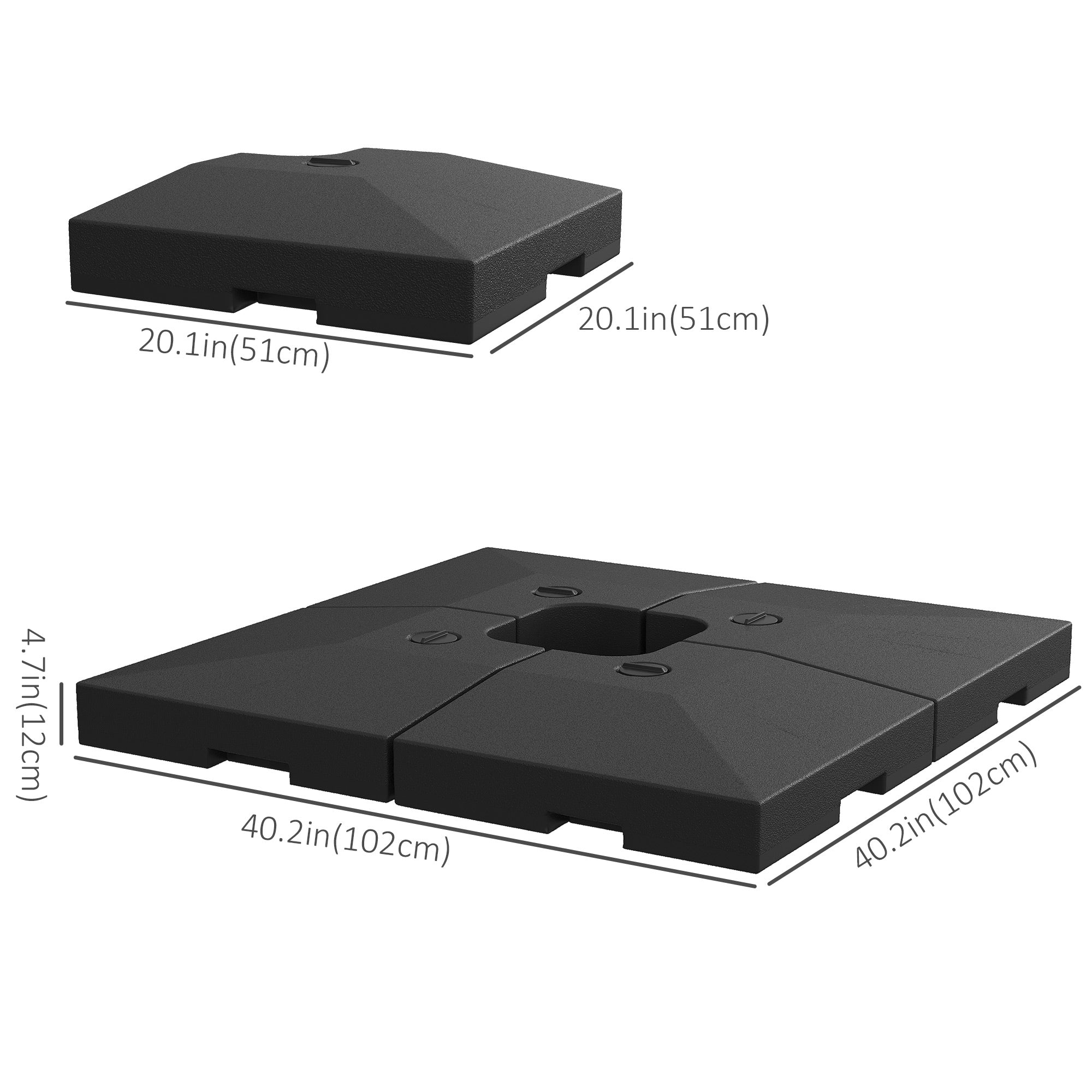 4 Pieces Base Weight Stand, Heavy Duty Square Offset Cantilever Umbrella Stand Weighted Base, Total 264Lbs Sand/ 176Lbs Water Filled Umbrella Bases at Gallery Canada