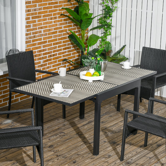 Extendable Rattan Dining Table, Patio Retractable Table, Aluminum Frame, 90/180 x 90 cm, Mixed Brown Patio Dinning Tables Multi Colour  at Gallery Canada