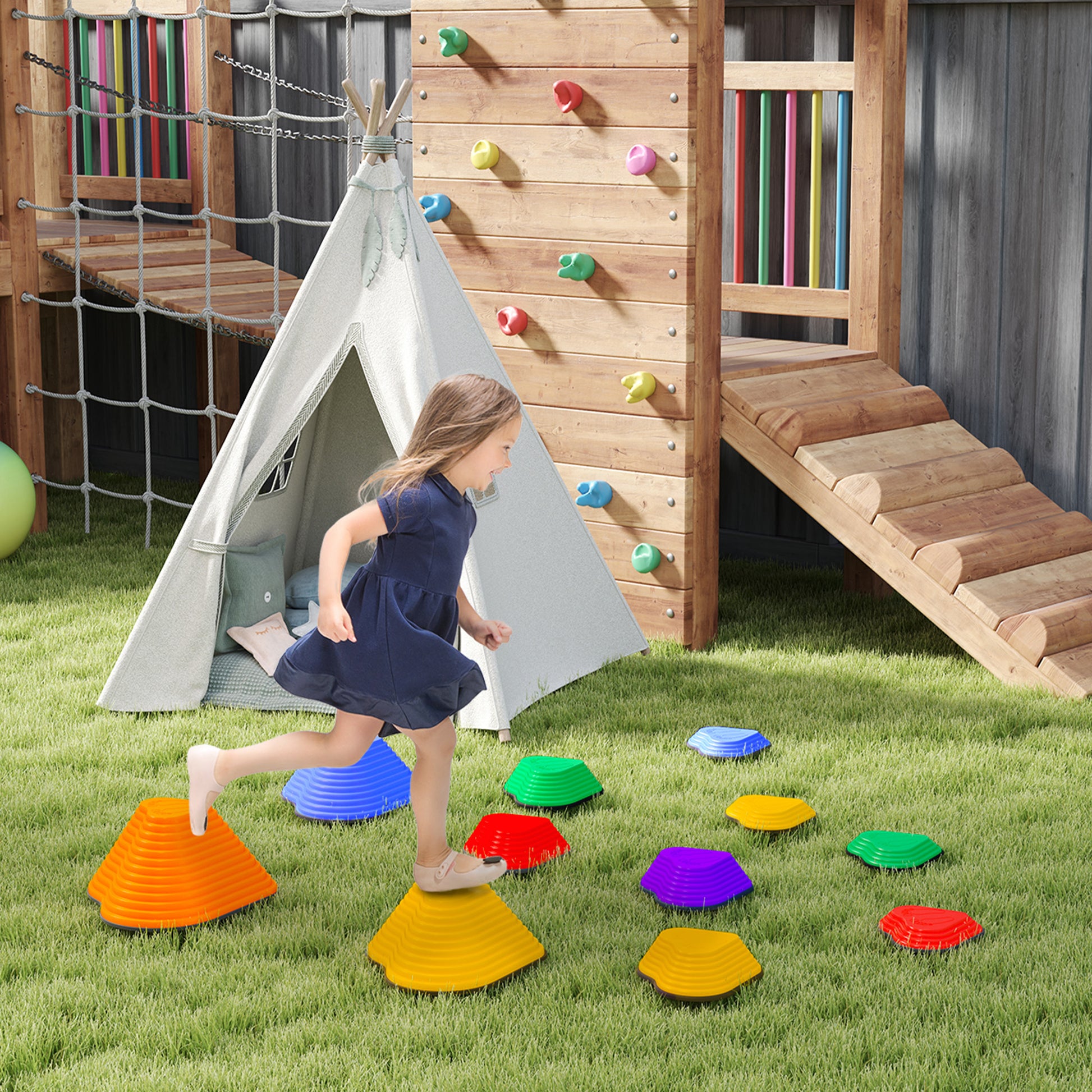 11PCs Non-Slip Stackable Kids Stepping Stones, Heart-Shaped Gym Sets & Swings at Gallery Canada