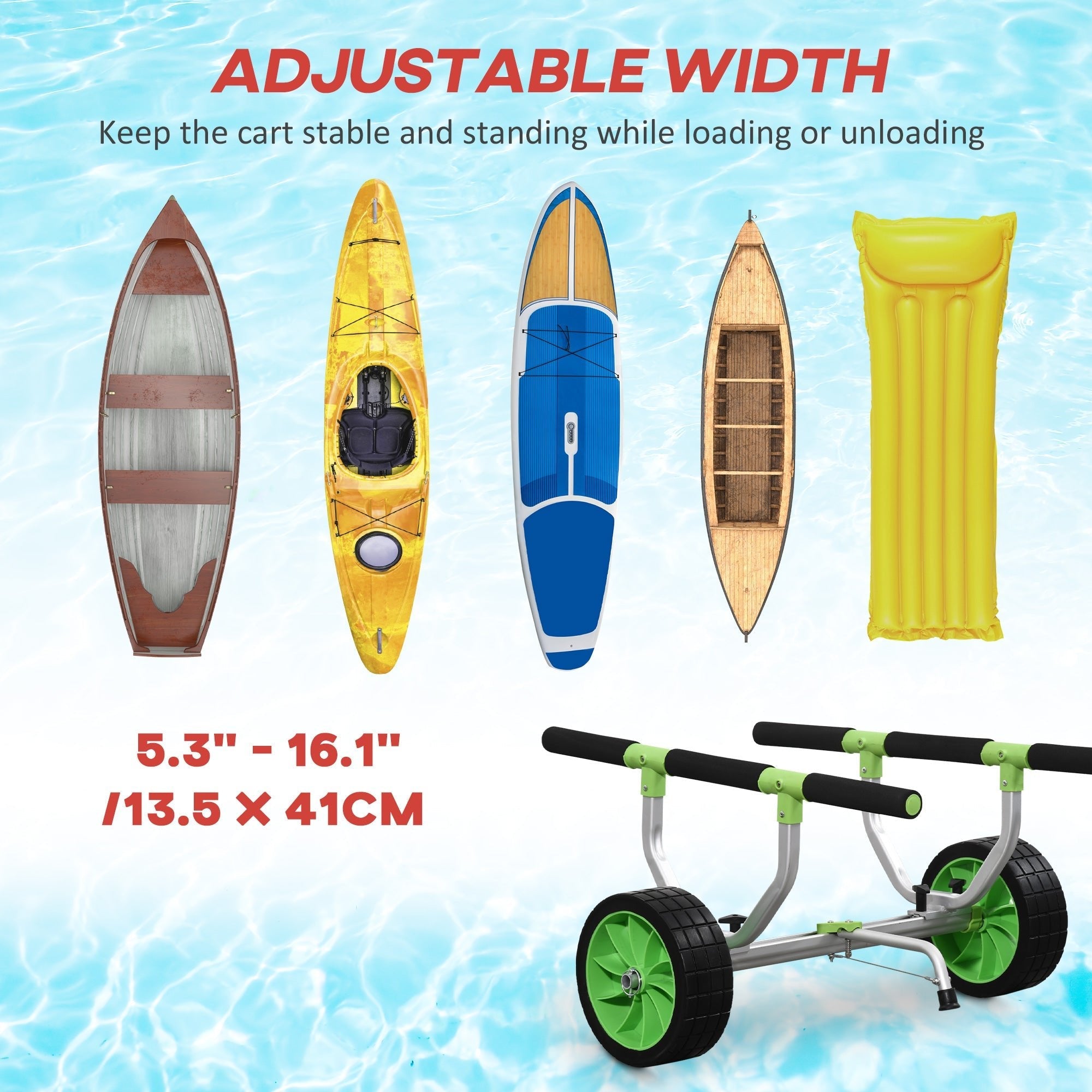 Kayak Cart Dolly with Adjustable Width and Flat-Free Wheels, Aluminum Frame, for Kayaks, Canoes, Paddleboards Kayak Carts   at Gallery Canada