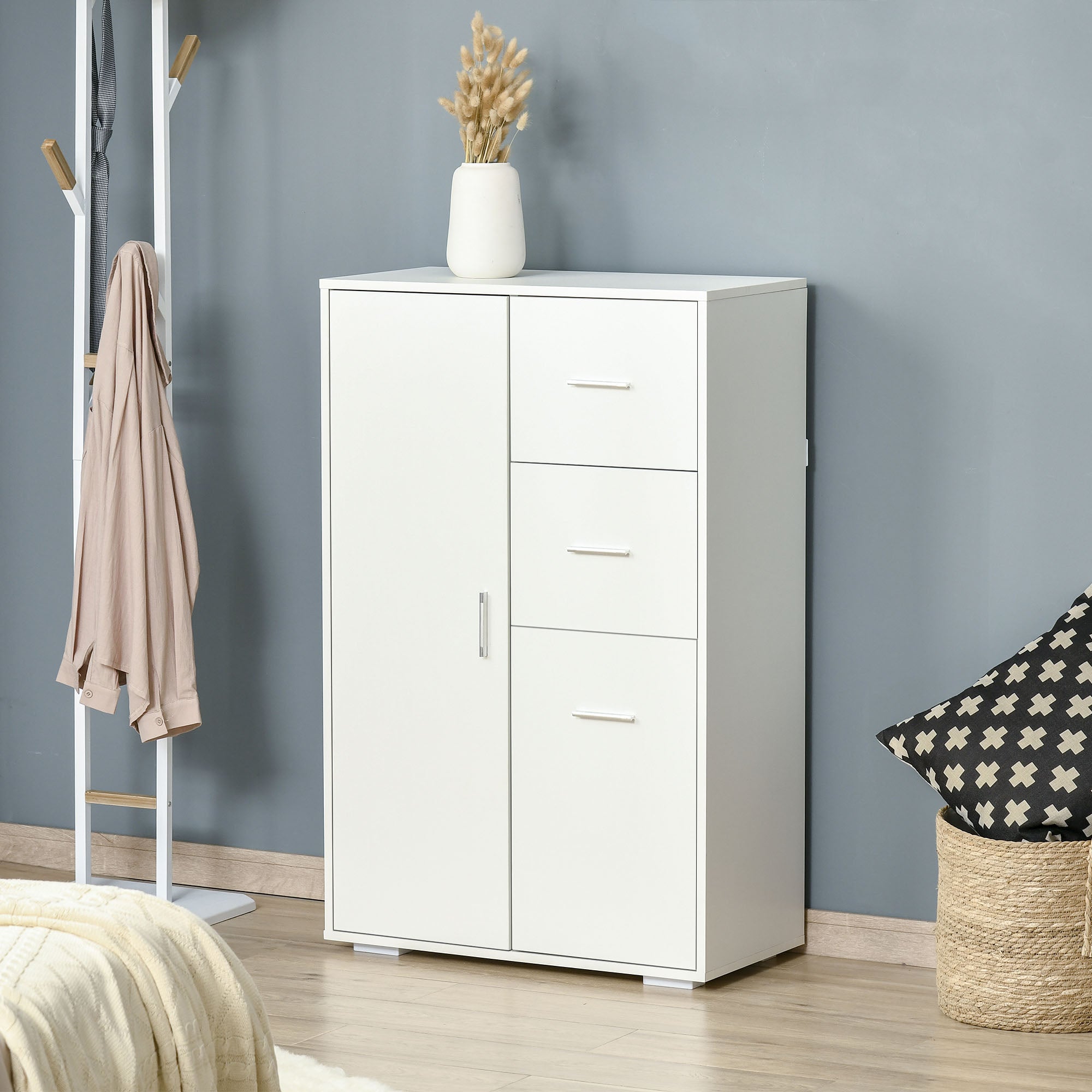 Storage Cabinet with 2 Drawers &; 2 Cabinet Free Standing Cupboard Chest, Sideboard Buffet Table for Living Room, White Storage Cabinets   at Gallery Canada