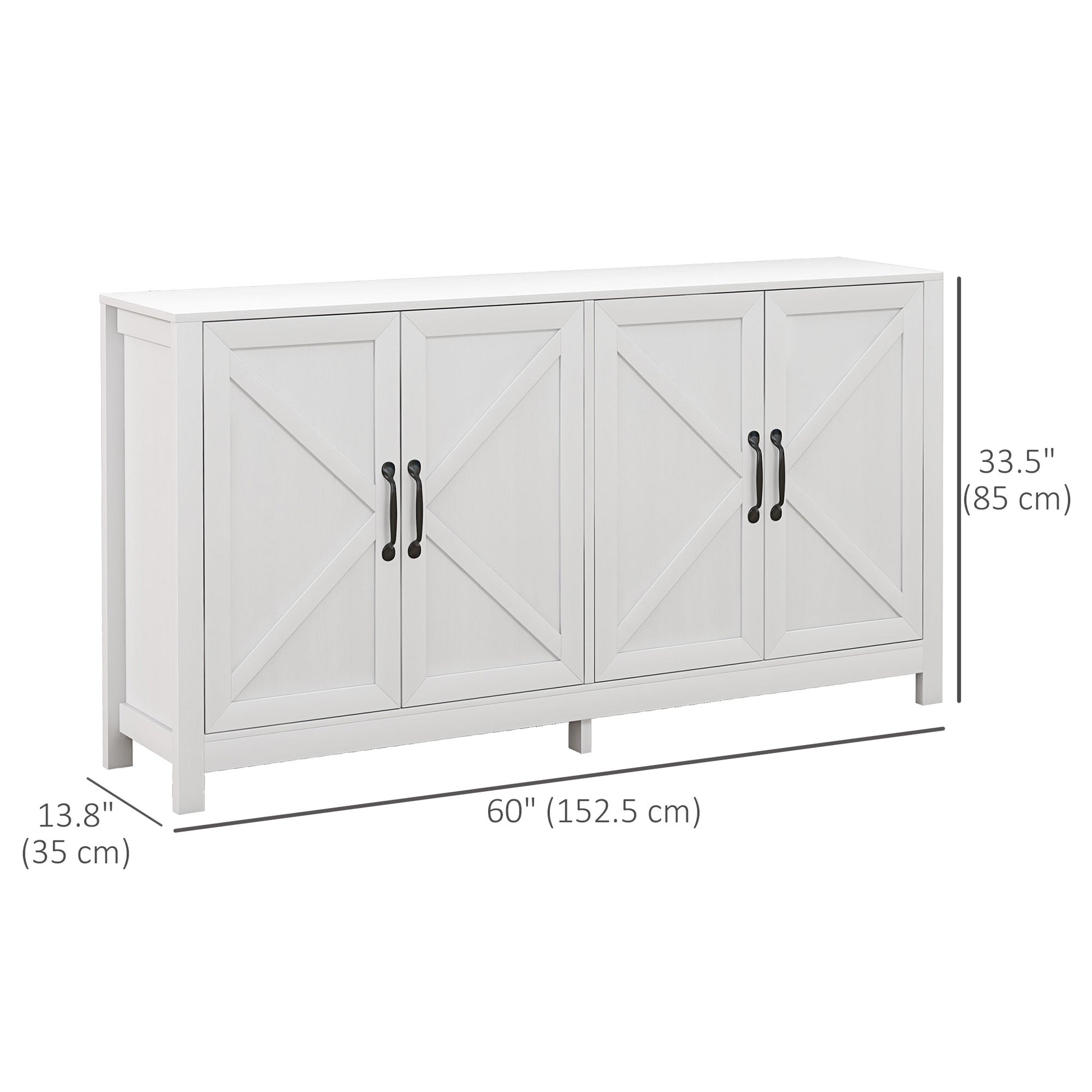 Sideboard Buffet, Storage Cabinet with Barn Door and Adjustable Shelf, TV Stand for TVs up to 65 Inches, White Bar Cabinets   at Gallery Canada