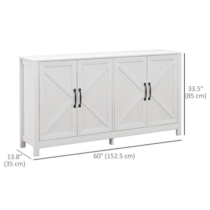 Sideboard Buffet, Storage Cabinet with Barn Door and Adjustable Shelf, TV Stand for TVs up to 65 Inches, White Bar Cabinets   at Gallery Canada