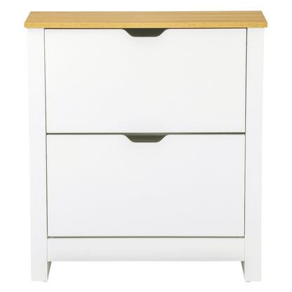 Shoe Storage Cabinet with 2 Flip Drawers and Adjustable Shelves, Narrow Shoe Cupboard for 12 Pairs of Shoes, White Shoe Storage Cabinets & Racks White  at Gallery Canada