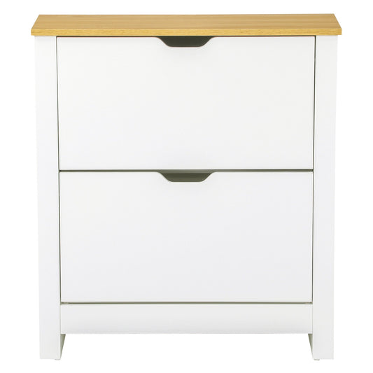 Shoe Storage Cabinet with 2 Flip Drawers and Adjustable Shelves, Narrow Shoe Cupboard for 12 Pairs of Shoes, White Shoe Storage Cabinets & Racks White  at Gallery Canada