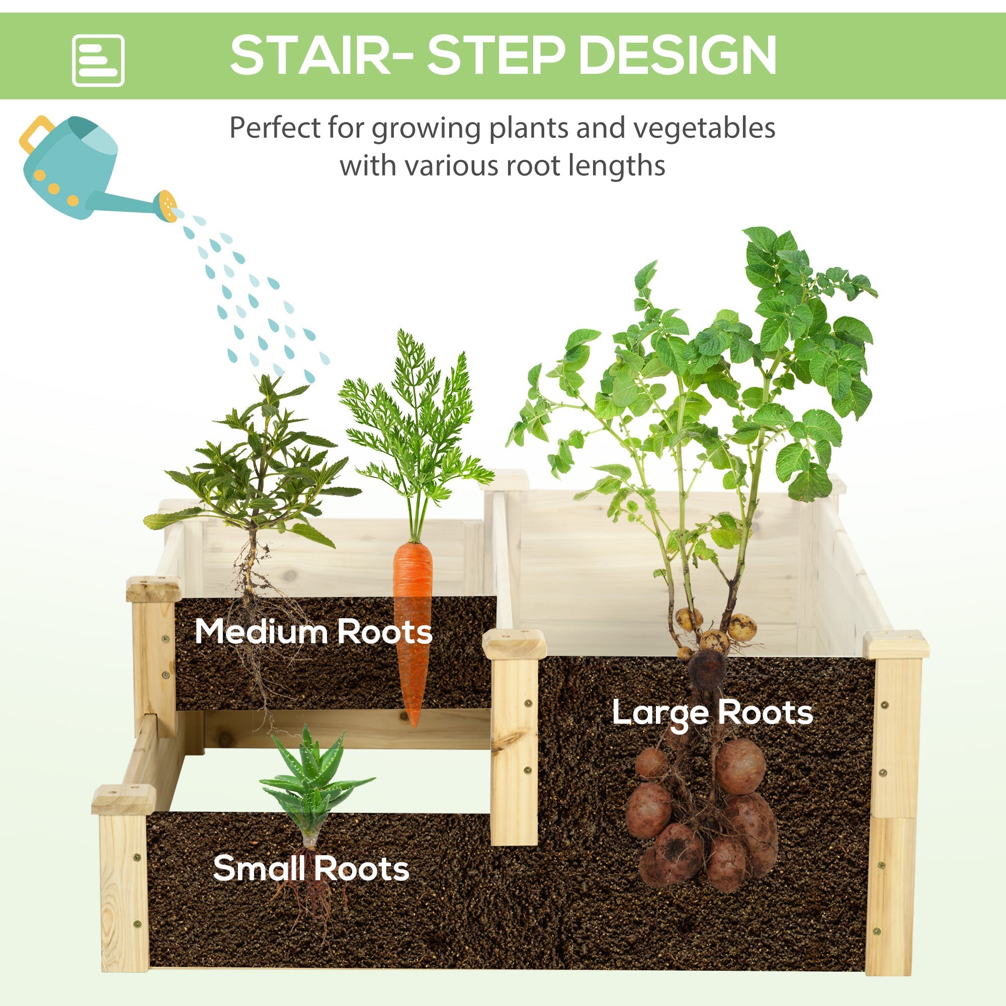 3 Tier Raised Garden Bed, Wooden Raised Planter Box Kit for Growing Vegetables, Herbs, Flowers, 42.5