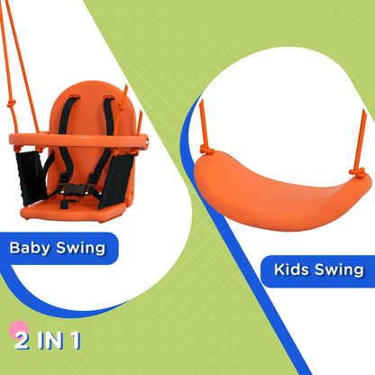 Kid Swing Set with Safety Harness for Baby, Kids 6 Months+, Heavy Duty Swing Set for Indoor/Outdoor, Backyard, Orange Gym Sets & Swings   at Gallery Canada