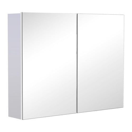 Bathroom Mirror Cabinet, Wall-Mounted Storage Organizer with Double Doors, Adjustable Shelf, White