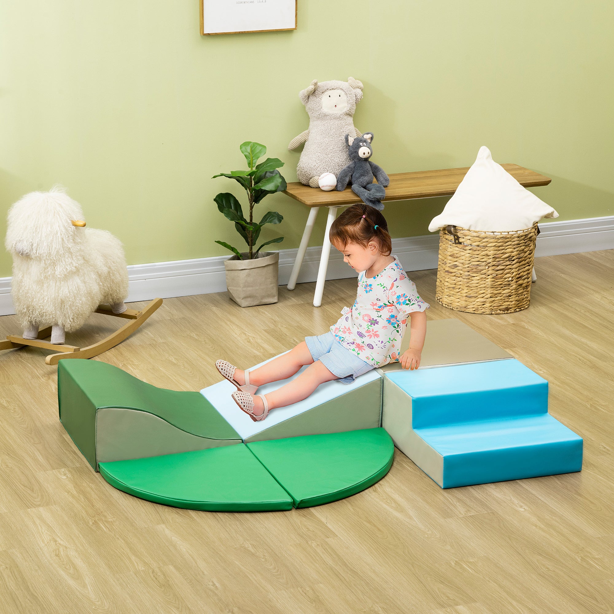6-Piece Soft Play for 12-36 Months Toddlers to Climb, Crawl, Slide, Blue, Green Toy Playsets at Gallery Canada