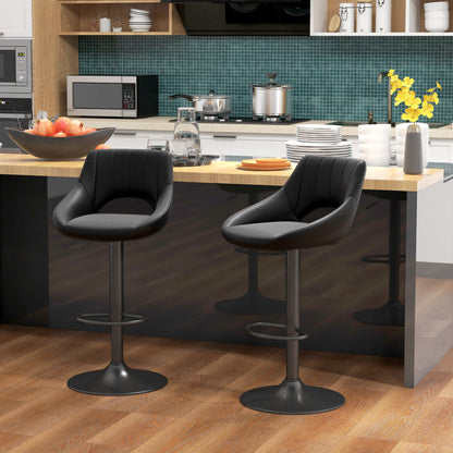 Swivel Bar Stools Set of 2, Faux Leather Upholstered Counter Height Barstools with Round Metal Base Bar Stools   at Gallery Canada