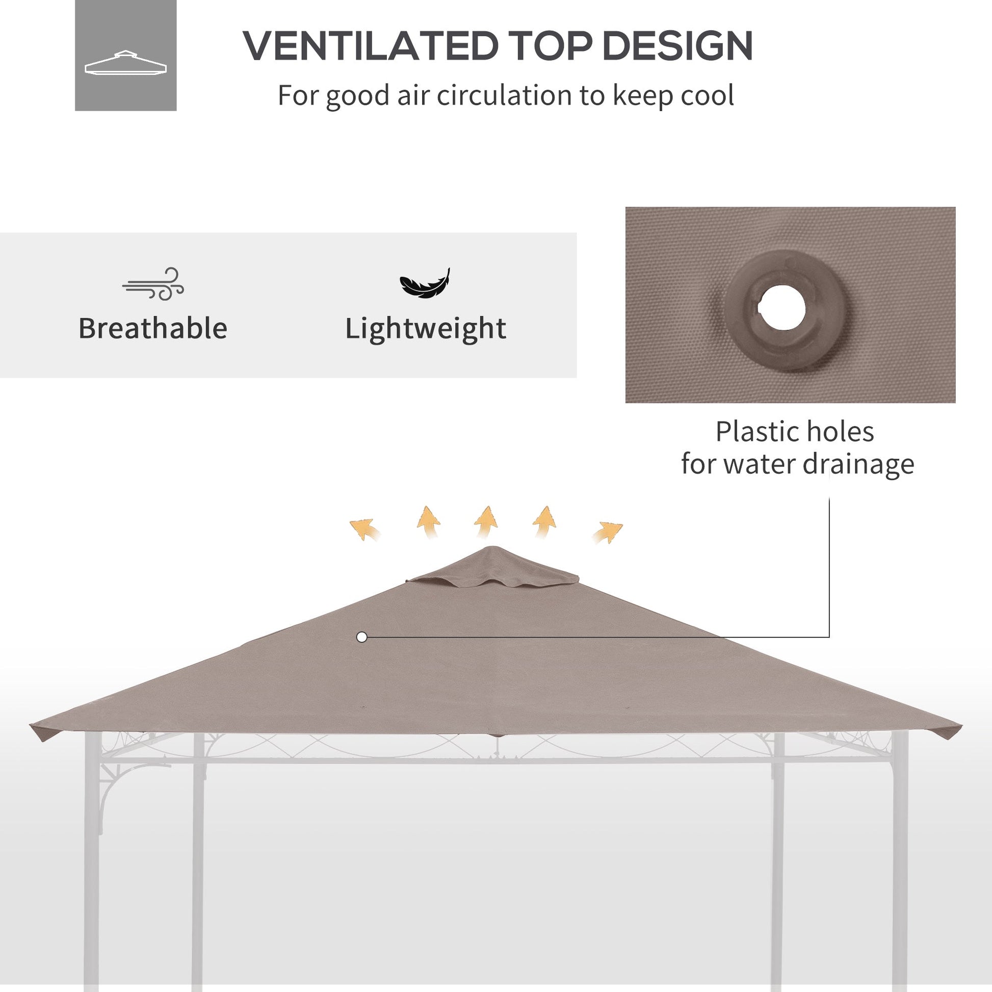 9.8' x 9.7' Square Gazebo Canopy Replacement UV Protected Top Cover Sun Shade Beige Gazebo Canopy Replacement   at Gallery Canada