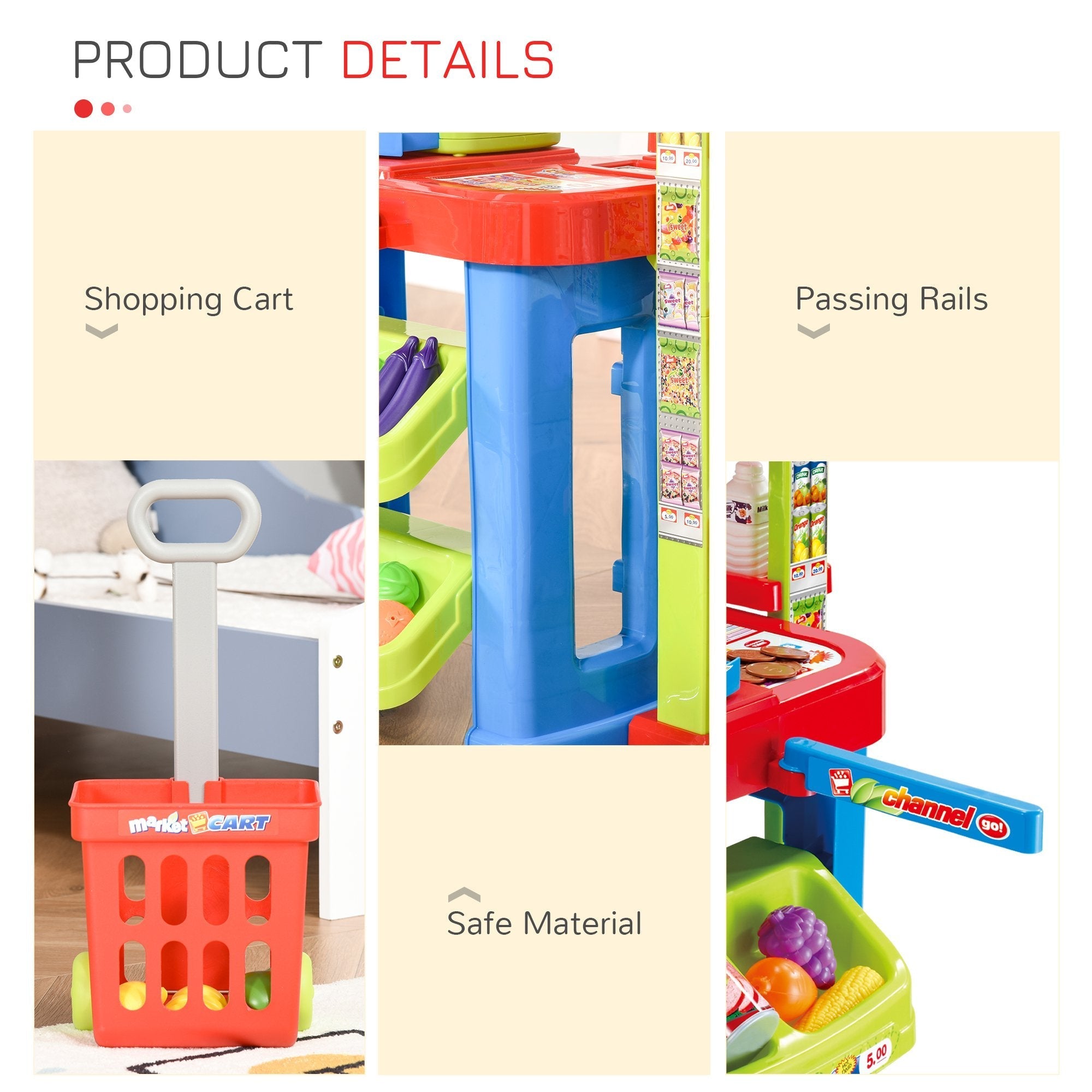 Kid Supermarket Playset with Cart, Scanner, Register, Light & Sound, Ages 3-6, Multi Colour Workbench Toy Sets   at Gallery Canada