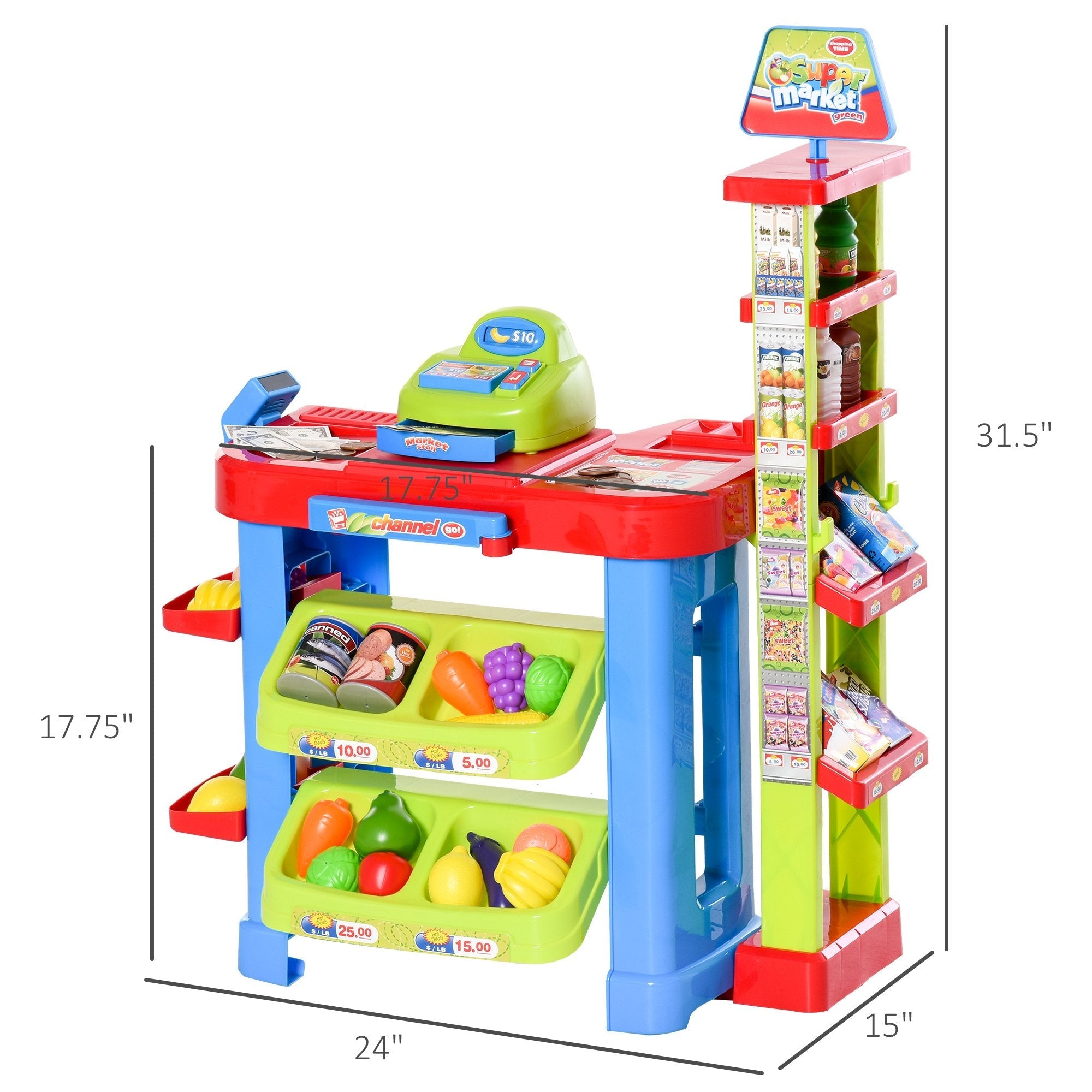 Kid Supermarket Playset with Cart, Scanner, Register, Light & Sound, Ages 3-6, Multi Colour Workbench Toy Sets   at Gallery Canada