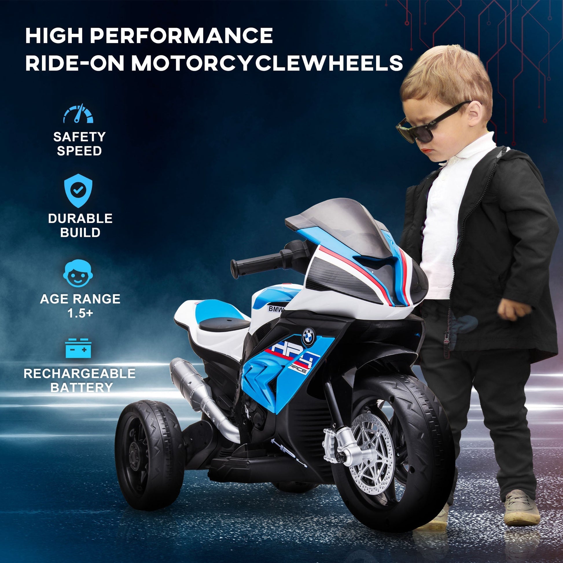 Kids 6V Electric Ride-On Motorcycle Battery Powered 1.5-5 Years Blue Electric Motorcycles   at Gallery Canada